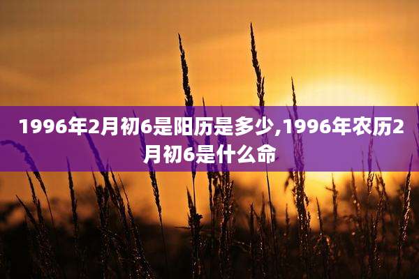 1996年2月初6是阳历是多少,1996年农历2月初6是什么命