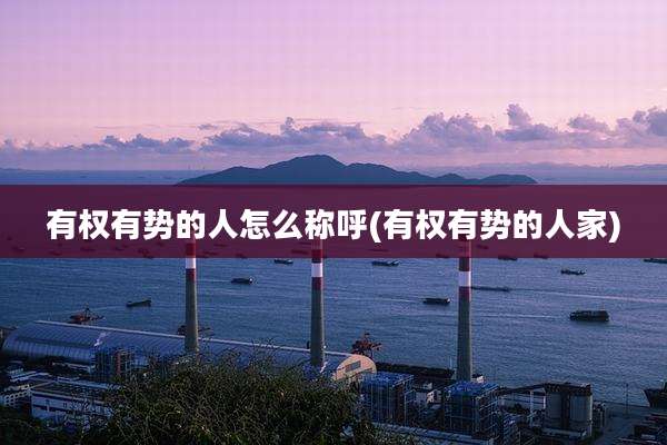 有权有势的人怎么称呼(有权有势的人家)