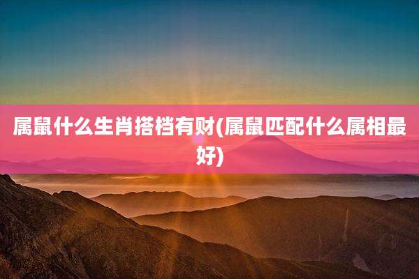 属鼠什么生肖搭档有财(属鼠匹配什么属相最好)