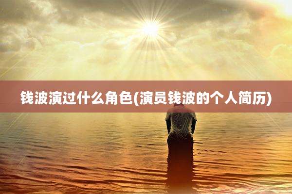 钱波演过什么角色(演员钱波的个人简历)