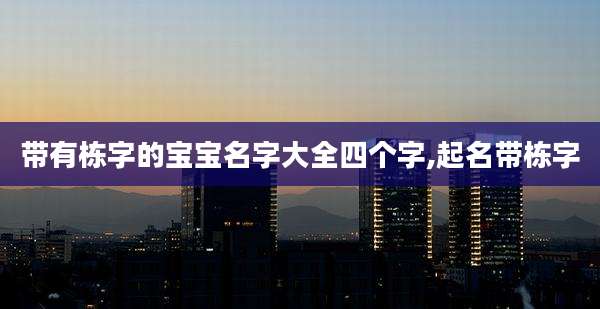 带有栋字的宝宝名字大全四个字,起名带栋字