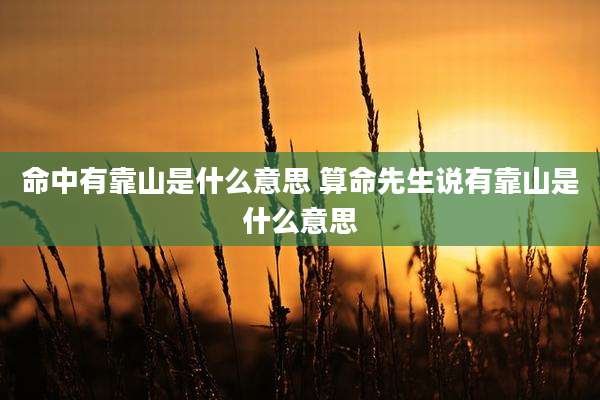 命中有靠山是什么意思 算命先生说有靠山是什么意思