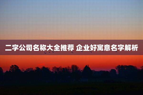 二字公司名称大全推荐 企业好寓意名字解析