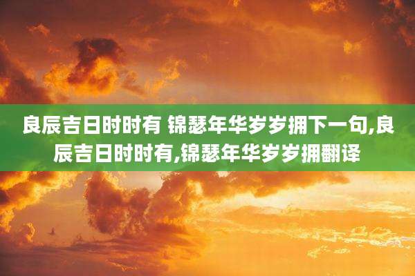 良辰吉日时时有 锦瑟年华岁岁拥下一句,良辰吉日时时有,锦瑟年华岁岁拥翻译