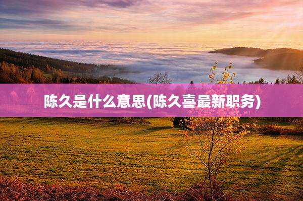 陈久是什么意思(陈久喜最新职务)