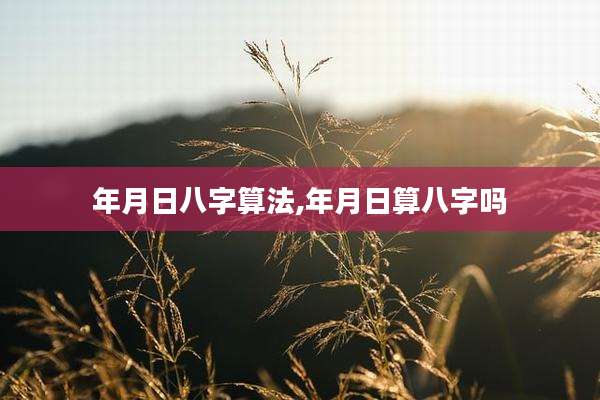 年月日八字算法,年月日算八字吗