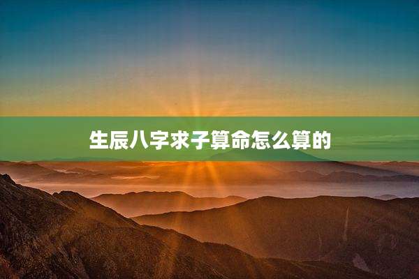 生辰八字求子算命怎么算的