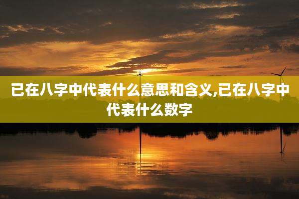 已在八字中代表什么意思和含义,已在八字中代表什么数字