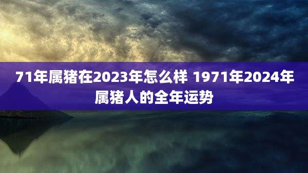71年属猪在2023年怎么样 1971年2024年属猪人的全年运势