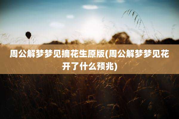 周公解梦梦见摘花生原版(周公解梦梦见花开了什么预兆)