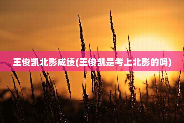 王俊凯北影成绩(王俊凯是考上北影的吗)