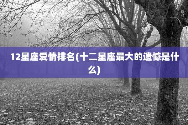 12星座爱情排名(十二星座最大的遗憾是什么)