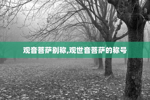 观音菩萨别称,观世音菩萨的称号