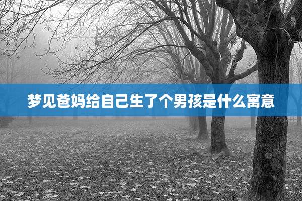 梦见爸妈给自己生了个男孩是什么寓意