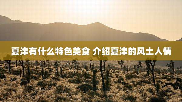 夏津有什么特色美食 介绍夏津的风土人情
