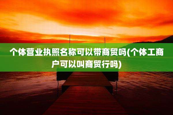 个体营业执照名称可以带商贸吗(个体工商户可以叫商贸行吗)