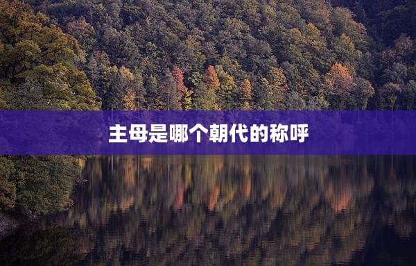 主母是哪个朝代的称呼