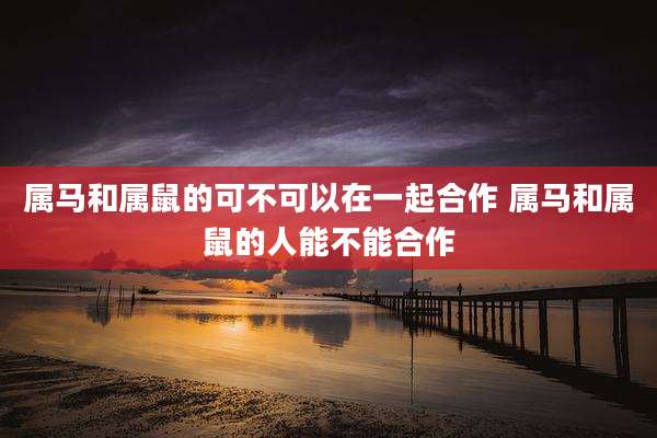 属马和属鼠的可不可以在一起合作 属马和属鼠的人能不能合作