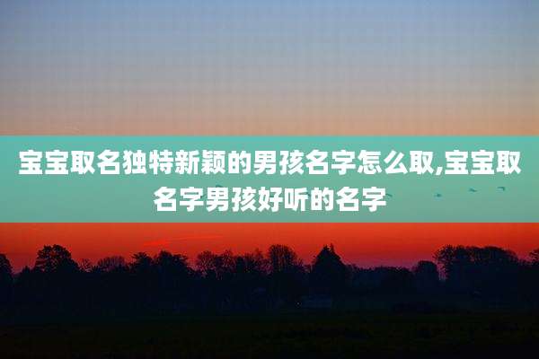 宝宝取名独特新颖的男孩名字怎么取,宝宝取名字男孩好听的名字