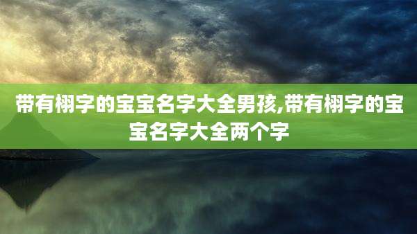 带有栩字的宝宝名字大全男孩,带有栩字的宝宝名字大全两个字