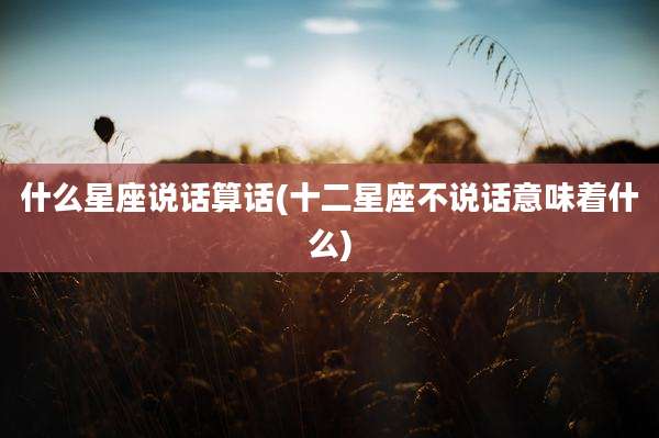什么星座说话算话(十二星座不说话意味着什么)