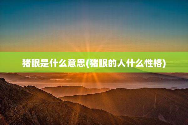 猪眼是什么意思(猪眼的人什么性格)