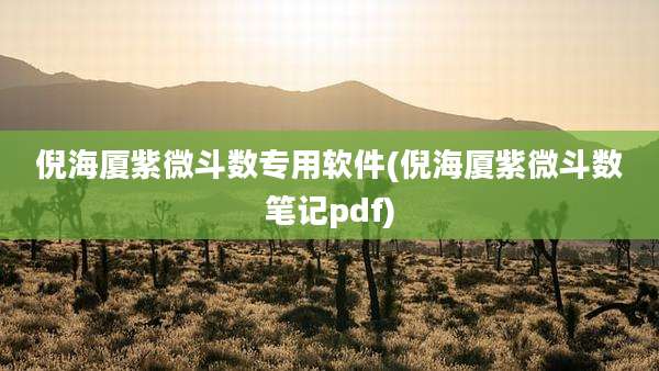 倪海厦紫微斗数专用软件(倪海厦紫微斗数笔记pdf)