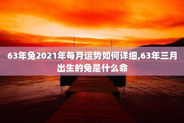 63年兔2021年每月运势如何详细,63年三月出生的兔是什么命