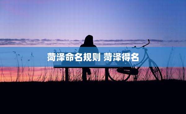 菏泽命名规则 菏泽得名