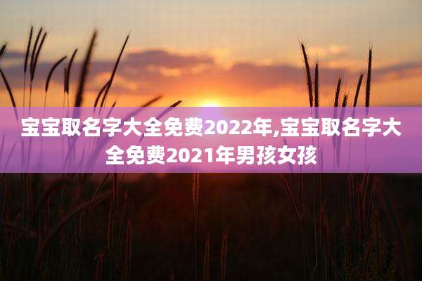 宝宝取名字大全免费2022年,宝宝取名字大全免费2021年男孩女孩