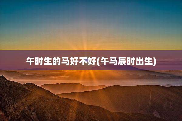 午时生的马好不好(午马辰时出生)
