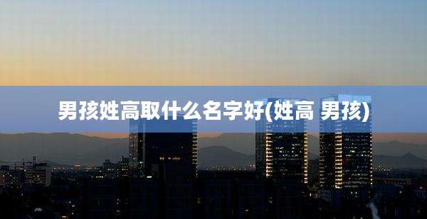 男孩姓高取什么名字好(姓高 男孩)