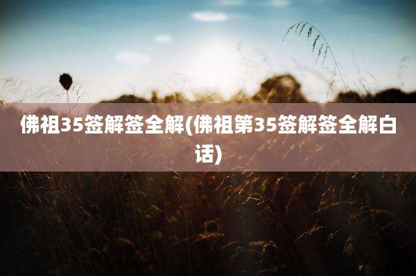 佛祖35签解签全解(佛祖第35签解签全解白话)
