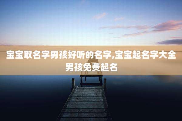 宝宝取名字男孩好听的名字,宝宝起名字大全男孩免费起名
