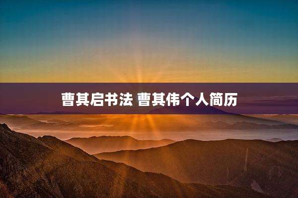曹其启书法 曹其伟个人简历