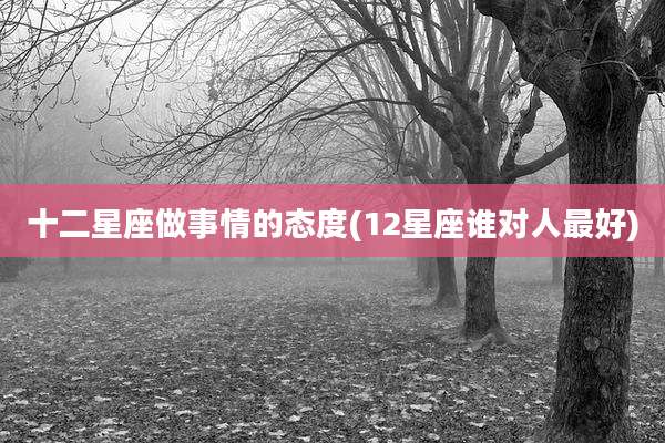 十二星座做事情的态度(12星座谁对人最好)