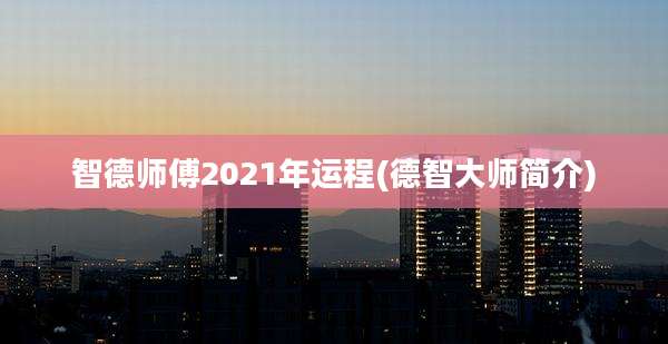 智德师傅2021年运程(德智大师简介)