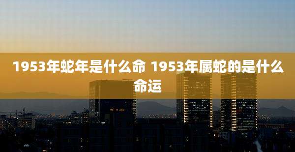 1953年蛇年是什么命 1953年属蛇的是什么命运