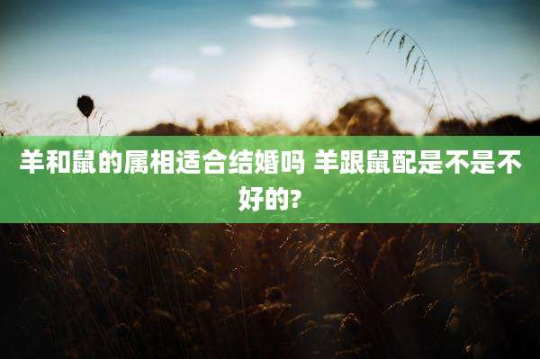 羊和鼠的属相适合结婚吗 羊跟鼠配是不是不好的?