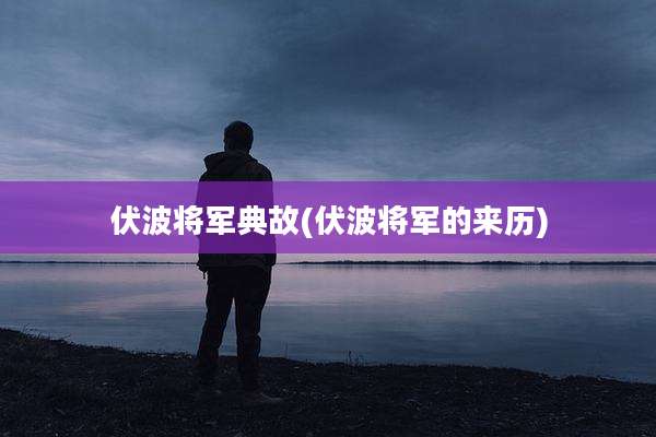 伏波将军典故(伏波将军的来历)
