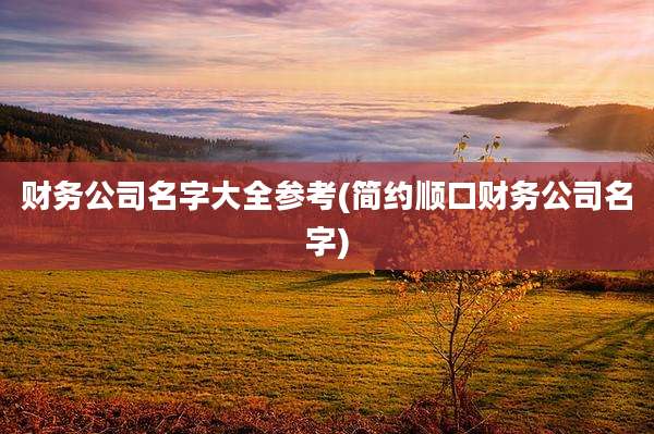 财务公司名字大全参考(简约顺口财务公司名字)