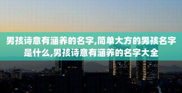 男孩诗意有涵养的名字,简单大方的男孩名字是什么,男孩诗意有涵养的名字大全