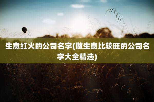 生意红火的公司名字(做生意比较旺的公司名字大全精选)