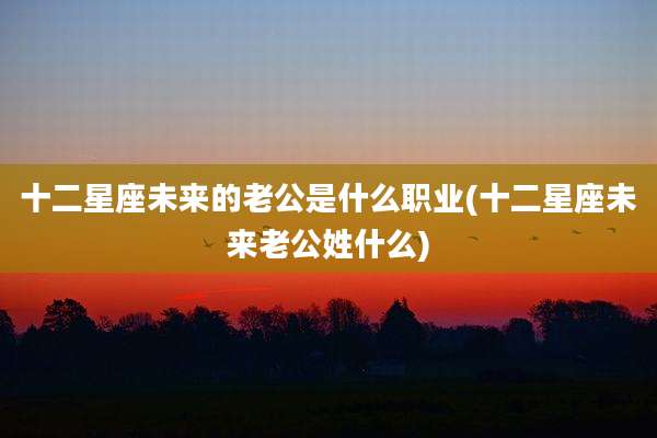十二星座未来的老公是什么职业(十二星座未来老公姓什么)