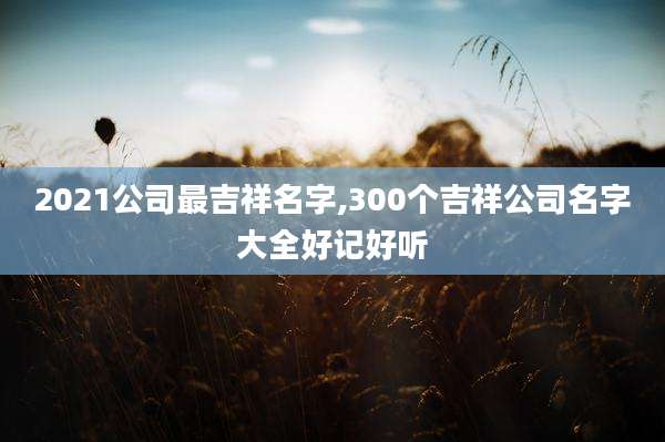 2021公司最吉祥名字,300个吉祥公司名字大全好记好听