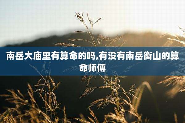 南岳大庙里有算命的吗,有没有南岳衡山的算命师傅