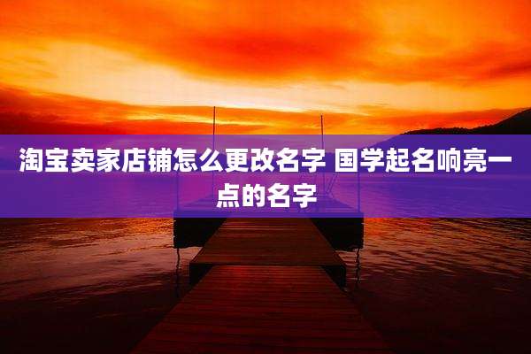 淘宝卖家店铺怎么更改名字 国学起名响亮一点的名字