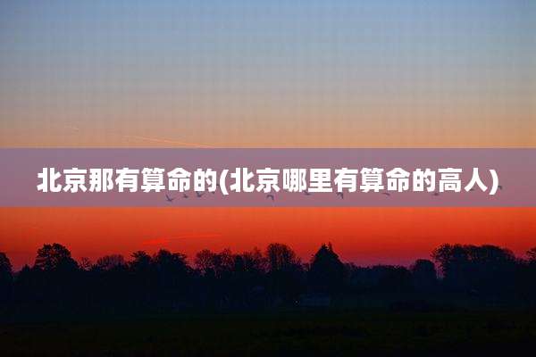北京那有算命的(北京哪里有算命的高人)