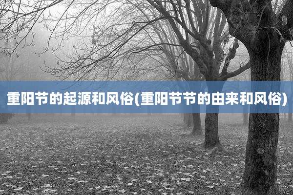 重阳节的起源和风俗(重阳节节的由来和风俗)