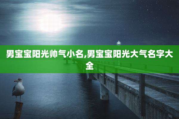男宝宝阳光帅气小名,男宝宝阳光大气名字大全
